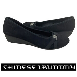 Chinese Laundry Sz 11 Bail Black Neoprene Wedges Slip On Comfort Shoes Strappy